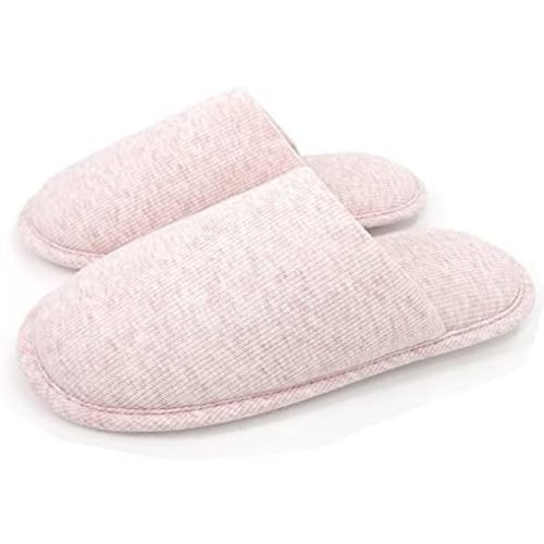 ofoot Womens Indoor Memory Foam Cotton Scuff Slippers Slip On Summer House Shoes Flats Breathable Lightweight Washable Non Skid Rubber Soles