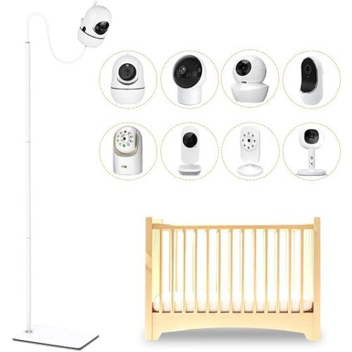 Baby Monitor Floor Stand Holder Compatible with HelloBaby, Nanit Pro & Flex Stand, Owlet, Infant Optics, Motorola, VAVA, 37.4" - 69" Adjustable Height Universal Baby Camera Floor Stand Mount