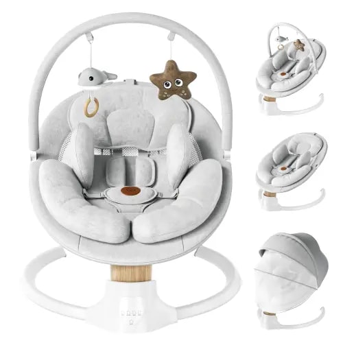 BabyBond Smart Baby Swing for Infant, Electric Baby Bouncer for Newborns, Remote Control, 5 Swing Modes, 10 Music Bluetooth, 5 Point Harness, Portable Baby Rocker for Indoor/Outdoor Use, Ideal Baby Shower Gift, Mothersdaygift, #Summervibes - TikTok Shop