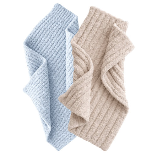 2-Pack Phufy® Bliss Mini Blanket, Bisque Wave/Baby Blue Waffle