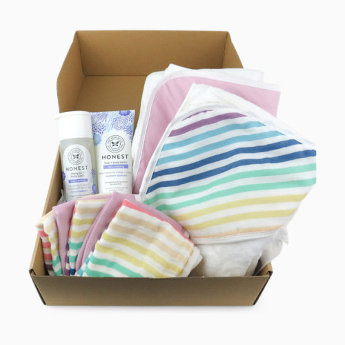 Honest Baby Clothing 9-Piece Organic Cotton Bath Gift Set with Wash and Lotion - Rainbow Stripe, Os