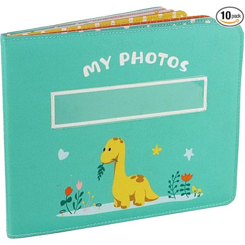 Baby's My First Photo Album of Dinosaur Theme, Soft Cloth Photo Album with Color Pages for 10 Pictures 4x6 inch