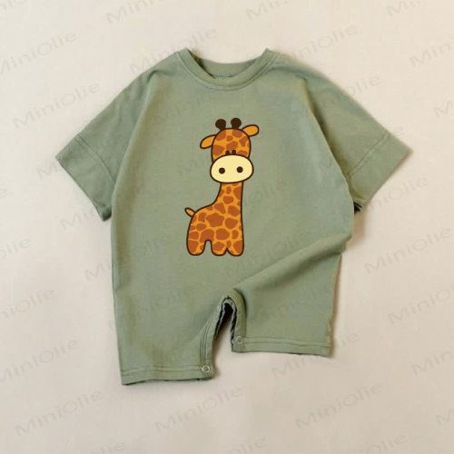 Baby Cute Giraffe Green Romper