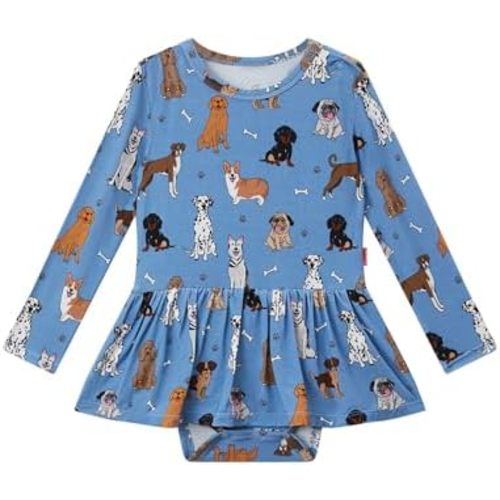 Baby Girl Bodysuit Dress Bamboo Viscose Long Sleeve Soft Infant Romper Dresses