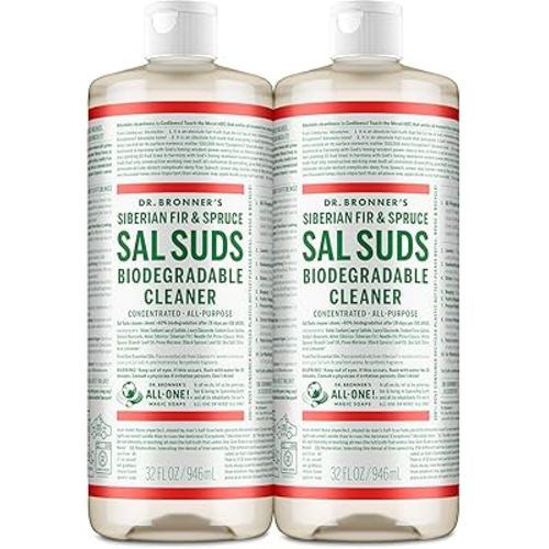 Dr. Bronner's - Sal Suds Biodegradable Cleaner (32oz, 2-Pack) – Concentrated All Purpose Cleaning Solution & Mop Soap, For Floors, Laundry & Dishes – Powerful Formula Made with Plant-Based Surfactants