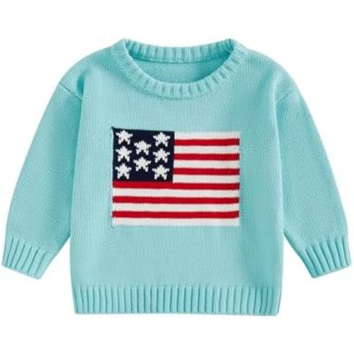 Toddler Baby Boy Girl 4th of July Outfit Long Sleeve American Flag Sweater Memorial Day Patriotic Pullover Knit Tops