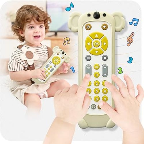 Baby Remote Control Toy with Koala Silicone Cover - Educational Musical Baby Toddler Toys with Realistic Play, Lights, and Sounds - 6, 9, 12, 18 Month Boys Girls Toys Gift