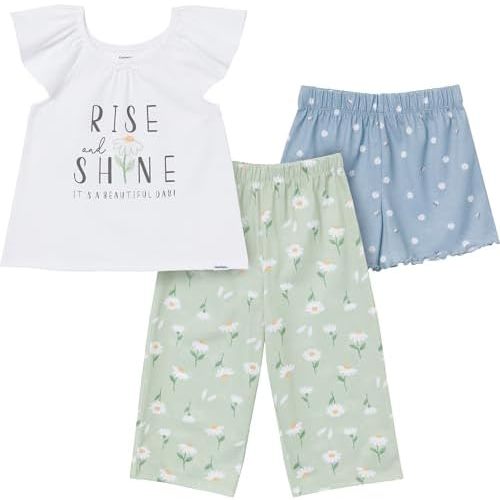 Gerber Baby Girl's 3-Piece Pajama Set (Polyester Jersey Top, Pants, + Shorts)