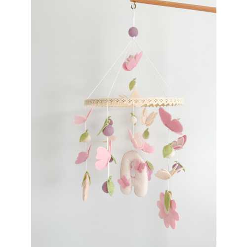 Handmade Butterfly Crib Mobile: Wool Felt Nursery Decor