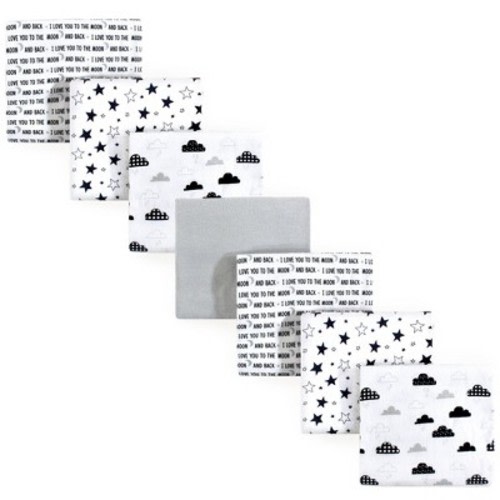 Hudson Baby Infant Cotton Flannel Receiving Blankets Bundle, Moon And Back, One Size