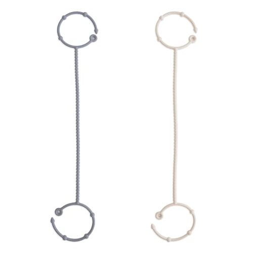 mushie Adjustable Silicone Toy Straps 2-Pack | Baby Accessories Holder for Travel, Stroller, High Chair (Tradewinds/Shifting Sand)