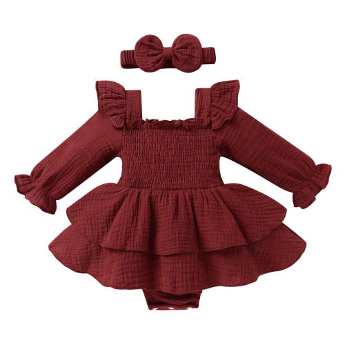 Younger Tree Baby Girl Onesies Outfits Newborn Fall Clothes Christmas Long Sleeve Romper Dress for 12-18 Months