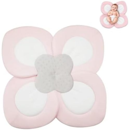 PandaEar Baby Bath Pad for Infant Newborn | Soft Flower Petals for Sink Bathtub Essentials Shower Gift (Pink)