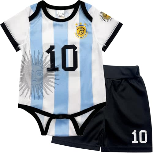 Kundychow Country Baby's Soccer Jerseys Infant Two - piece Set Football Uniform Shirt and Comfort Shorts for boys and Girls