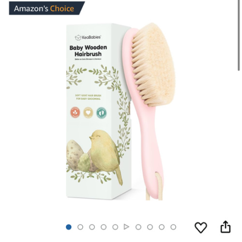 Baby Hair Brush - Baby Brush with Soft Goat Bristles, Cradle Cap Brush, Perfect Scalp Grooming Product for Infant, Toddler, Kids, Newborns, Baby Girls, Boys (Blush, Oval)