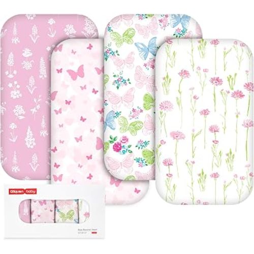 Gllquen Baby Bedside Sleeper Bassinet Sheets 33x20 Inch 4 Pack Girl Boy