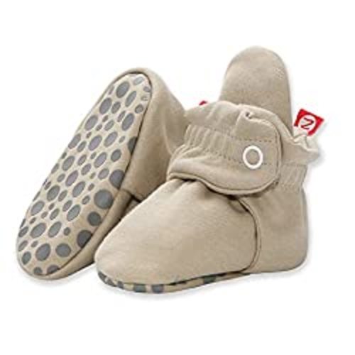 Zutano Unisex Organic Cotton Baby Booties With Gripper Soles - 6 Months Infant - Khaki