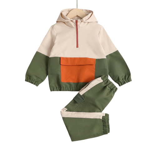 12 Months Baby Boys Clothes 18 Months Boys 2PCS Fall Winter Outfits Set Toddler Boys Long Sleeve Color-blocked Hoodie Top Pants Set Green