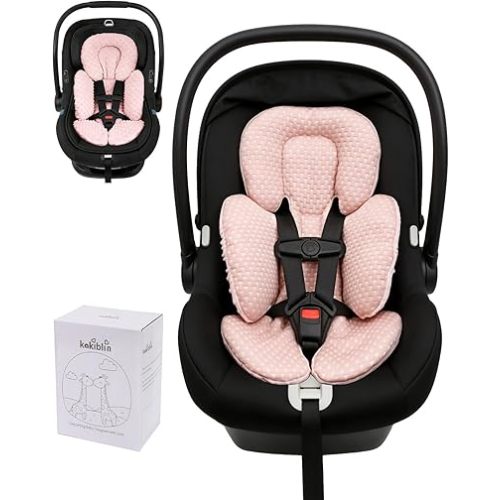 KAKIBLIN Infant Car Seat Insert for Baby, Car Seat Cooling Pad, Reversible Newborn Car Seat Insert Head Body Support for Summer, Fits for Stroller, Swing, Bouncer, Bassinet, Boys and Girls (Pink B)