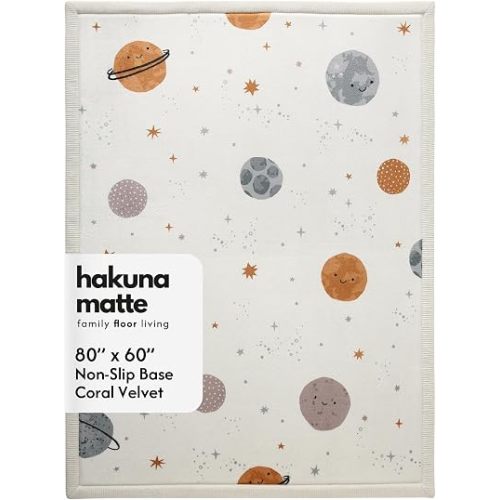 Hakuna Matte CloudSoft Baby Play Mat for Floor 60" x 80" Planets