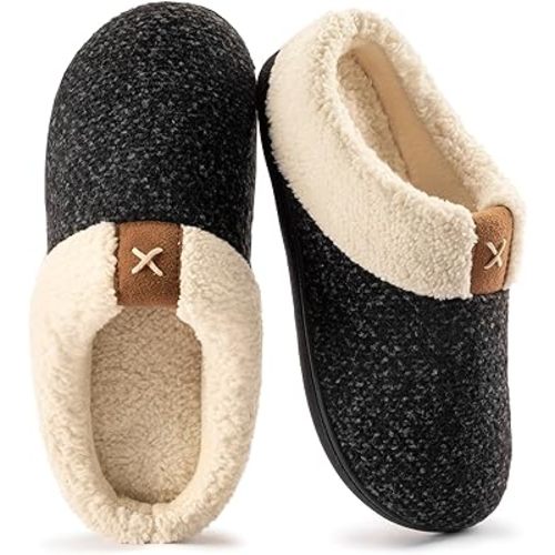 ULTRAIDEAS Women's Indoor Bedroom Slipper with Memory Foam, Gift for Women, Wool-Like House Shoe with Anti-Skid Rubber Sole for Ladies