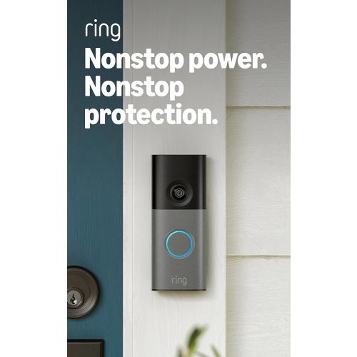 Ring Wired Doorbell (newest model), Wide-Angle Retinal 2K, up to 6x Enhanced Zoom, pair with Alexa or Ring Chime for in-home alerts, Speckled Gray