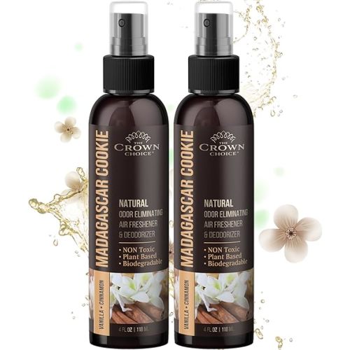 Air Freshener Spray— Vanilla Cinnamon Non-Toxic Natural Essential Oil Spray & Odor Eliminator—Deodorizer for Home/Room/Lounge/Toilet/Car/Laundry-Safe for Kids & Pets 2PK-4 oz each