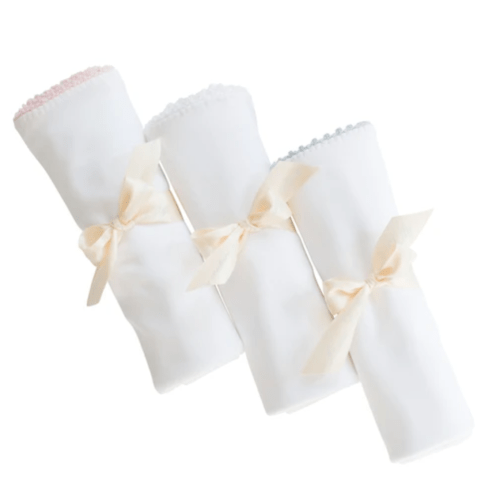 Jersey Receiving Blanket, White with Pink Trim