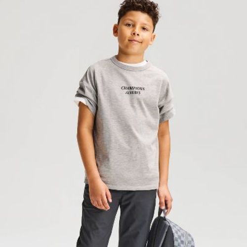 Boys' Short Sleeve 100% Cotton Basketball Oversized Graphic T-Shirt - Cat & Jack™ Heather Gray S