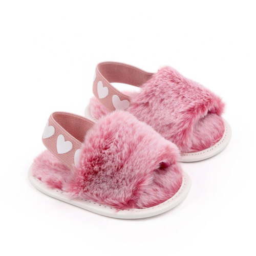 URMAGIC 0-18M Infant Baby Girls Winter Warm Slipper Fuzzy Soft Crib Elastic Band Prewalker Shoes