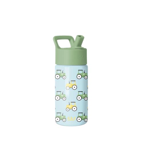 Simple Modern Kids Water Bottle with Straw Lid | 14oz Insulated Stainless Steel Kids Tumbler & Spill Proof Toddler Cup for School, Girls, Boys | Summit | Tractor Fun