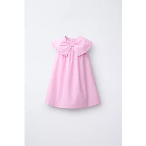 POPLIN DRESS WITH BOW - Pale pink | ZARA United States