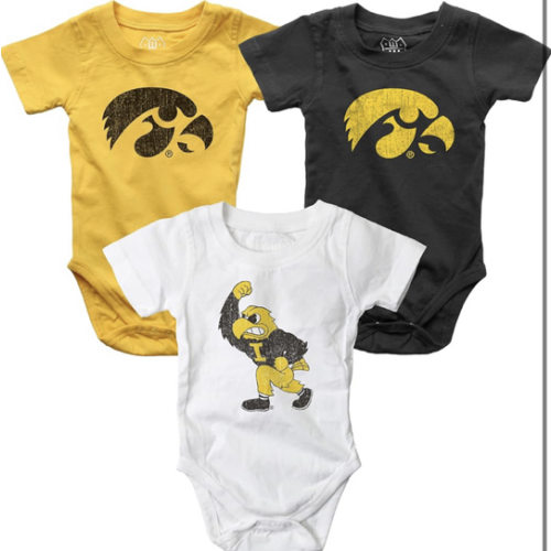 Wes and Willy Baby College Team 3 Pack of Cotton Rompers