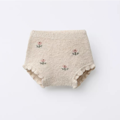 FLORAL EMBROIDERY KNIT BOTTOMS - Light beige | ZARA United States