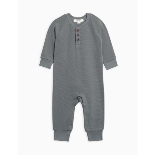 Colored Organics - Crosby Waffle Knit Henley Romper - 6-12 month