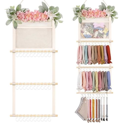 POVETIRE Headband Holder Hair Bows Organizer for Girls, Hair Accessories Display Storage Wall Hanging Decor for Baby Nursery Toddler Girls Room