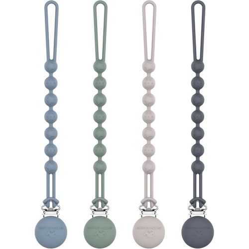 Cuddle Campus Silicone Pacifier Clip Holder with One Piece Design,Soft Flexible Binky Clips with Texture for Baby Boy and Girl Pack of 4 (0-6m)