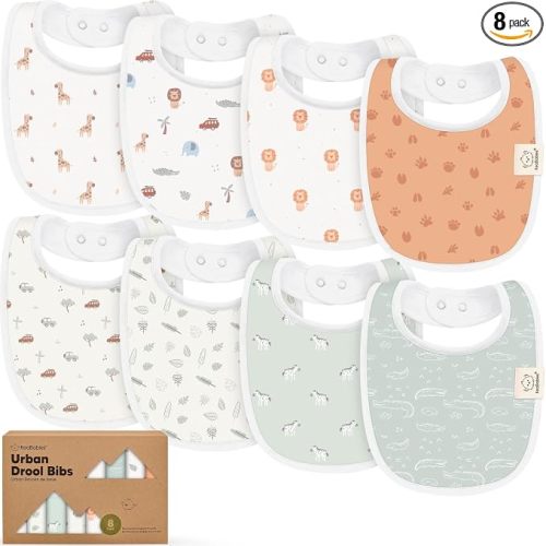 KeaBabies 8-Pack Organic Baby Bibs for Drooling and Teething (Wilderness) | Soft Cotton Bibs for Baby Girl, Boy, Extra Absorbent, Easy to Clean & Put On, Toddler, Newborn, Infant 0-24 Months