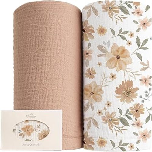 Konssy Muslin Swaddle Blankets, 100% Cotton Receiving Blankets, 47"x 47"