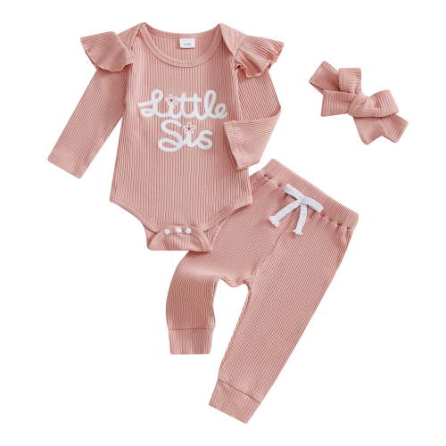 Karoyedx Baby Clothes Girl Newborn Infant Baby Girl Clothes Ruffle Romper Toddler Girl Cotton Pant Sets Girls Clothing Outfit Pink Size,3-6 Months