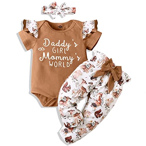 AMAWMW Newborn Baby Girl Clothes Infant Baby Ruffle Romper Pants Summer Outfits 4PCS Gifts Set Toddler Girls' Clothing