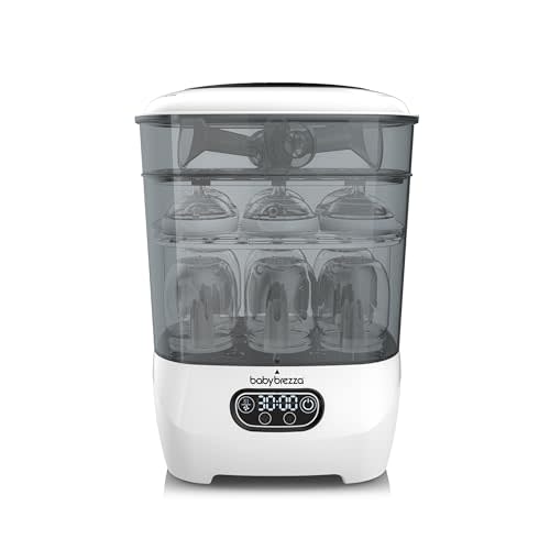 Baby Brezza Bottle Sterilizer and Dryer Advanced – 33% Faster - Largest Capacity Steam Sanitizer - Universal Sterilization Machine for All Bottles + Pump Parts - HEPA Air Filter