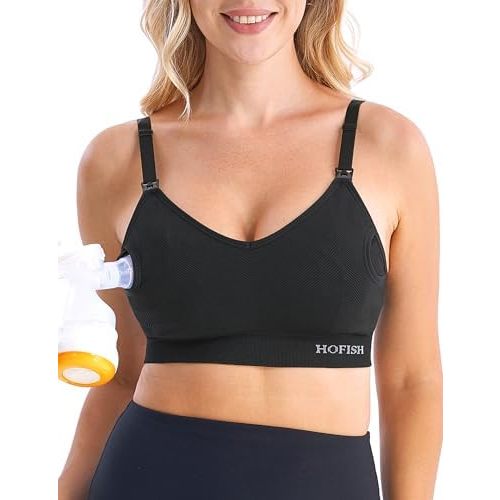 HOFISH Pumping Bra Hands Free Support Nursing & Pumping Bra in One Ultra-Soft Breast Pump Bra All Day Wear
