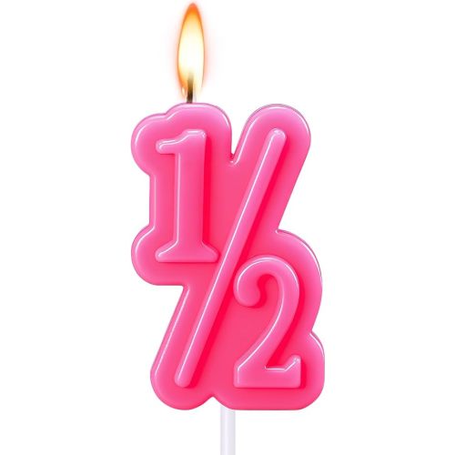 Half Year Birthday Candle, 1/2 Pink Number Birthday Candles, Cake Topper for Baby's Sixth Month Birthday Anniversary Celebration Party Supplies