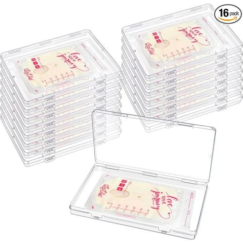 16 Pcs Clear Flat Breast Milk Freezer Storage Organizer, Space Saving Breastmilk Freezer Tray for Breastfeeding Bag Organization, Reusable Breastmilk Storage Containers, 7.48 x 5.11 x 0.67 in (16 Pcs)