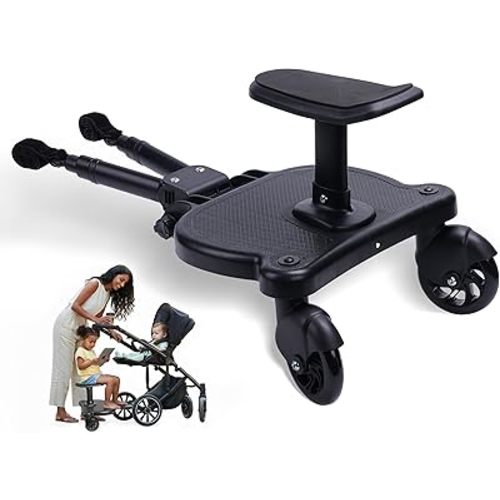 2026 New-Universal Stroller Board with Detachable Seat | 2 in 1 Sit and Stand Toddler Stroller Seat Attachment | Stroller Board Attachment for Toddler | Holds Children Up to 55 LBs