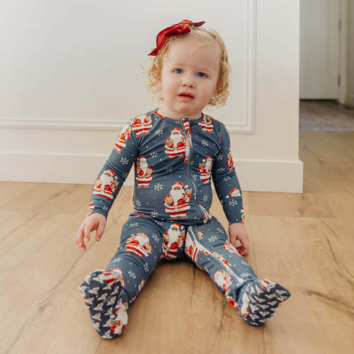 Bamboo Zip-Up Footie Pajama - Santa Claus