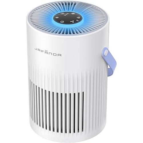 Air Purifiers for Bedroom, Jafända Pet Hair Air Purifier, Max 650 ft², 3-in-1 Filter, H13 HEPA Air Filter, 20dB Quiet Sleep Mode, 7-Night Light, Portable Handle for Home, Remove Dust, Smoke, Odor