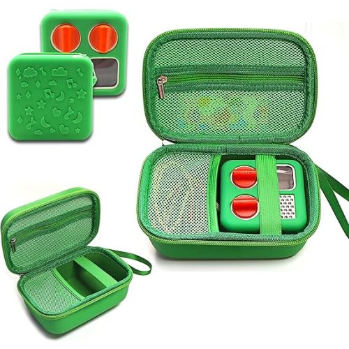 Hard Case Bag and Silicone Shell Cover for Yoto Mini Kids Audio & Music Player. Storage Holder for Children’s Speaker Plays Audiobook Cards and Accessories for Boys and Girls (Green)