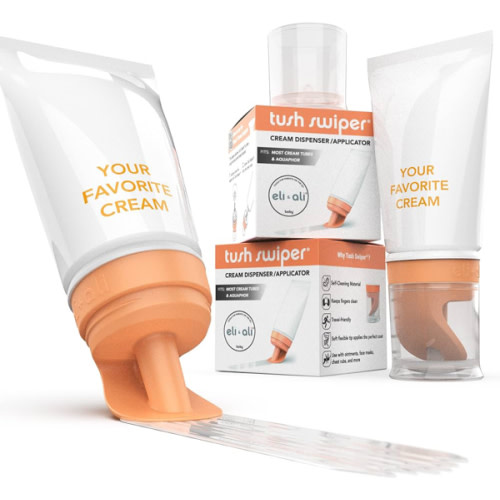 Eli & Ali Tush Swiper - Diaper Rash Cream & Butt Paste Applicator - Universal Fit for Most Diaper Creams | Mess-Free & Hygienic Alternative to Cream Spatula - Carry Less Baby Gear - Orange, 2 Pack